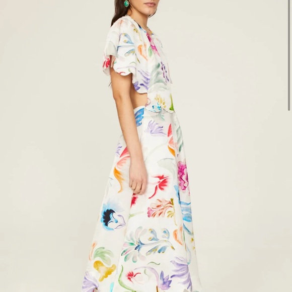 Rosie Assoulin buttercup scalloped Multicolor Floral Open-Back Midi Dress 8 - Picture 1 of 5